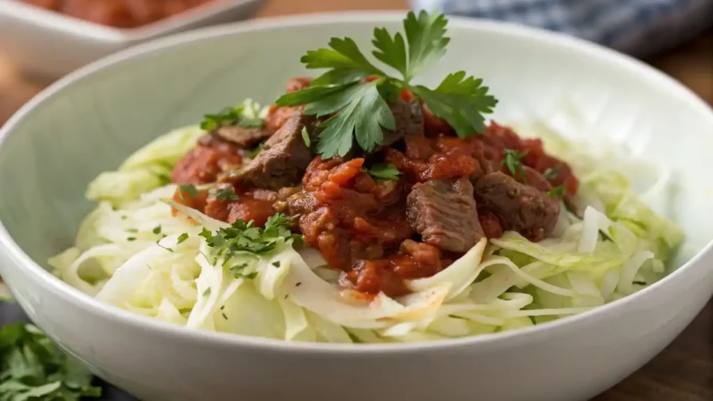 Served cabbage roll skillet in a bowl