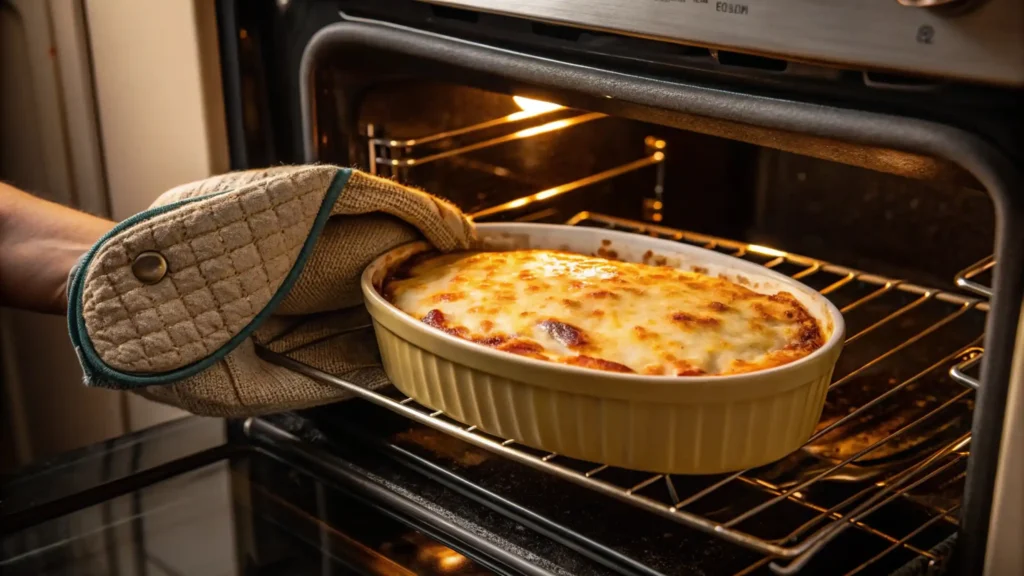 Poor Man’s Husband Casserole baking in the oven